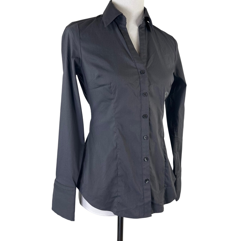 Express Design Studio Gray Long Sleeve Button Down Shirt Tailored Womens S NWT